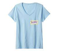Womens Rugrats Colorful Logo Front Left Chest V-Neck T-Shirt
