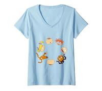 Womens Rugrats Friends Character Faces Circle V-Neck T-Shirt