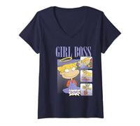 Womens Rugrats Girl Boss Angelica Retro Collage V-Neck T-Shirt