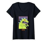 Womens Rugrats Reptar Giant Green Dinosaur V-Neck T-Shirt