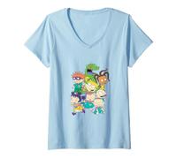 Womens Rugrats Reptar Group Shot V-Neck T-Shirt