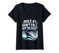 Women's Rule 1 Don't Fall Off The Boat Cruise Vacation V-Neck T-Shirt