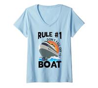 Womens Rule 1 Don't Fall Off The Boat Cruising Boat Captains V-Neck T-Shirt