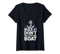 Women's Rule 1 Dont Fall Off The Boat Sailing V-Neck T-Shirt