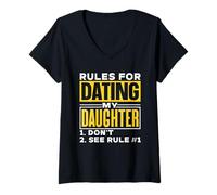 Womens Rules for Dating My Daughter Dates Father Date Daughter Dad V-Neck T-Shirt