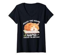 Womens RULES THE HOUSE NAPS THROUGH THE MEETINGS V-Neck T-Shirt
