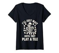 Women's Rummikub I'll just Wait Until They Play a Tile Game V-Neck T-Shirt