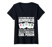 Womens Rummikub Player Joker King Queen Game Cool Person Rummikub V-Neck T-Shirt