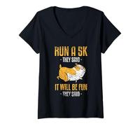 Women's Run A 5K They Said It Will Be Fun They Said Race Runner 5K V-Neck T-Shirt