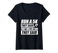 Womens Run a 5k They Said Jogging Runner Funny Run V-Neck T-Shirt