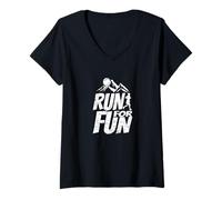 Womens Run for Fun Trail Adventure V-Neck T-Shirt