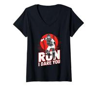 Womens Run I Dare You Baseball Go Ahead & Run I Dare You To Run On V-Neck T-Shirt