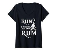Women's Run? I Thought You Said Rum Funny Sarcastic Saying Tees V-Neck T-Shirt