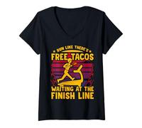Womens Run like there's free tacos waiting at the finish line V-Neck T-Shirt