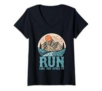 Womens Run Like You Stole it V-Neck T-Shirt