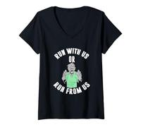 Women's Run with us or Run from us V-Neck T-Shirt