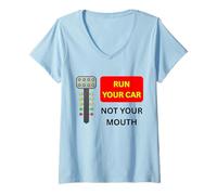 Womens Run Your Car Not Your Mouth Mechanic Gear - Brain Engineer V-Neck T-Shirt
