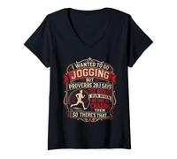 Women's Runner I Wanted to GO Jogging BUT Funny Running V-Neck T-Shirt