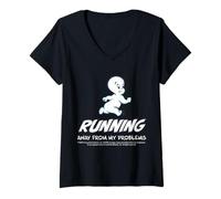 Womens Running Away from My Problems Casper Movie Merch V-Neck T-Shirt