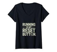 Women's Running is My Reset Button Runner Motivation V-Neck T-Shirt