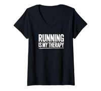 Women's Running is My Therapy V-Neck T-Shirt