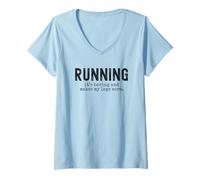 Womens Running It's Boring and Makes My Legs Sore Funny Non Runner V-Neck T-Shirt