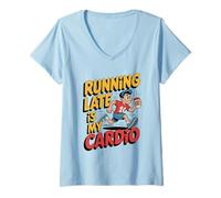 Womens Running Late is My Cardio Funny Design V-Neck T-Shirt