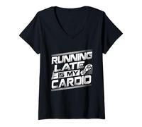 Womens Running Late is My Cardio Procrastination Cure Always Late V-Neck T-Shirt