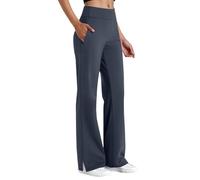 Womens Running Leggings Wide Leg Yoga Pants for Women UK Stetch Tummy Control High Waisted Flared Leggings with Pockets Business Casual Work Dress Palazzo Trousers Gym Workout Lounge Sweatpants Navy