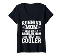 Womens Running Mom Just Like A Regular Mom Only Cooler |- V-Neck T-Shirt