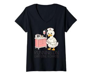 Women's Running on Caffeine & Chaos V-Neck T-Shirt