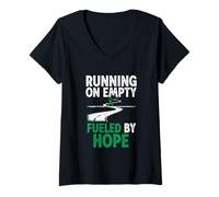 Womens Running On Empty Fueled by Hope Liver Cancer V-Neck T-Shirt