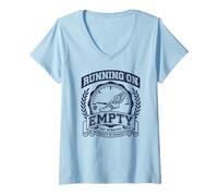 Women's Running On Empty Funny Collegiate V-Neck T-Shirt