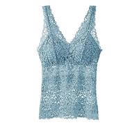 Women's Running Sexy Tank Top Trendy Athletic Mesh Sleeveless Going Out Shirts Eyelet Workout Lace Summer 2025 Gym Tank Tops Wavy Edge Solid Color V Neck Embroidery Cute Sports Y2K Blue