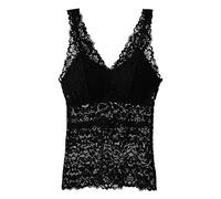 Women's Running Sexy Tank Top Trendy Athletic Mesh Sleeveless Going Out Shirts Eyelet Workout Lace Summer 2025 Gym Tank Tops Wavy Edge Solid Color V Neck Embroidery Cute Sports Y2K Black
