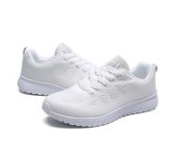 Womens Running Shoes Lace-Up Casual Fashion Platform Leather Classic Sneakers Chunky Colorful Lifestyle Sparkly Wide Fit Trainers Workout Gym White