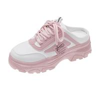 Womens Running Shoes Lace-Up Casual Synthetic Textile Walking Lightweight Comfortable Wedge Waterproof Rain Boots Air Cushion Arch Support Fashion Trainers Ladies Pink