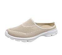 Womens Running Shoes Ladies Breathable Sneakers Synthetic Textile Walking Lightweight Non Slip Tennis Travel Air Cushion Arch Support for UK Size Beige