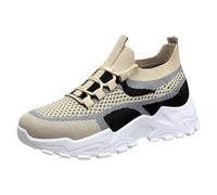 Women's Running Shoes Platform Chunky Walking Sneakers Breathable Mesh Orthopedic Sneakers Comfy Lightweight Dad Shoes with Arch Support Memory Foam Non Slip Tennis Trainers Fashion Casual Brown