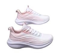 Womens Running Shoes Thick Sole Shock Absorbing Sneakers Lightweight Breathable Fly Woven Mesh Soft Sole Non Slip Casual Running Shoes, pink, 6.5 UK