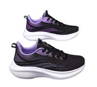 Womens Running Shoes Thick Sole Shock Absorbing Sneakers Lightweight Breathable Fly Woven Mesh Soft Sole Non Slip Casual Running Shoes, Black/White, 8 UK