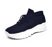 Womens Running Shoes Women Chunky Sneakers Zero Drop Sole Lightweight Non Slip Tennis Waterproof Rain Boots Air Cushion Arch Support Workout Casual Gym Navy