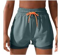Womens Running Shorts Quick Dry Workout Gym Shorts Stretch Fit Pull On Elasticated Waist Sports Shorts Walking Hiking Shorts Womens Fake Two Pieces Athletic Shorts Casual Outdoor Sweatpants Gray