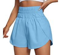 Womens Running Shorts Workout Elastic Waist Athletic Yoga Pants Sports Pants Womens Plus Size Short Sleeve Tunics Blue