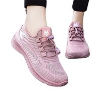 Women's Running Tennis Walking Shoes Mesh Weave Slip on Elastic Band Breathable Comfortable Cushion Lightweight Workout Gym Athletic Fashionable Sneakers Jogging Casual Shoes Pink
