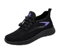 Women's Running Tennis Walking Shoes Mesh Weave Slip on Elastic Band Breathable Comfortable Cushion Lightweight Workout Gym Athletic Fashionable Sneakers Jogging Casual Shoes Black