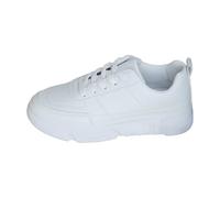 Women's Running Trainers Platform Sneakers White Women's Higher Sneakers Leather Lace-Up Low Cut Round Toe Thick Sole Plain Upper Sports Shoes Casual Daily City Style Fashion, 01 White, 9.5 UK