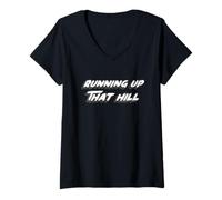 Womens Running up That Hill | Stranger 1980's Music 80's Song V-Neck T-Shirt