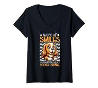 Womens Running with my English Cocker Spaniel V-Neck T-Shirt