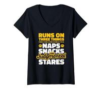 Womens Runs On Naps Snacks and Judgmental Stares Griffon Dog V-Neck T-Shirt